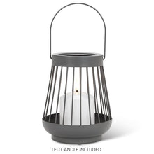 Load image into Gallery viewer, SPOKE LANTERN WITH LED CANDLE / GREY
