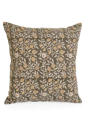 OLIVE FLORAL PILLOW / 16X16