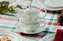 Load image into Gallery viewer, Vintage holiday tree / tea for one set
