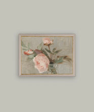 Load image into Gallery viewer, Antique framed art / light pink roses / 11x15
