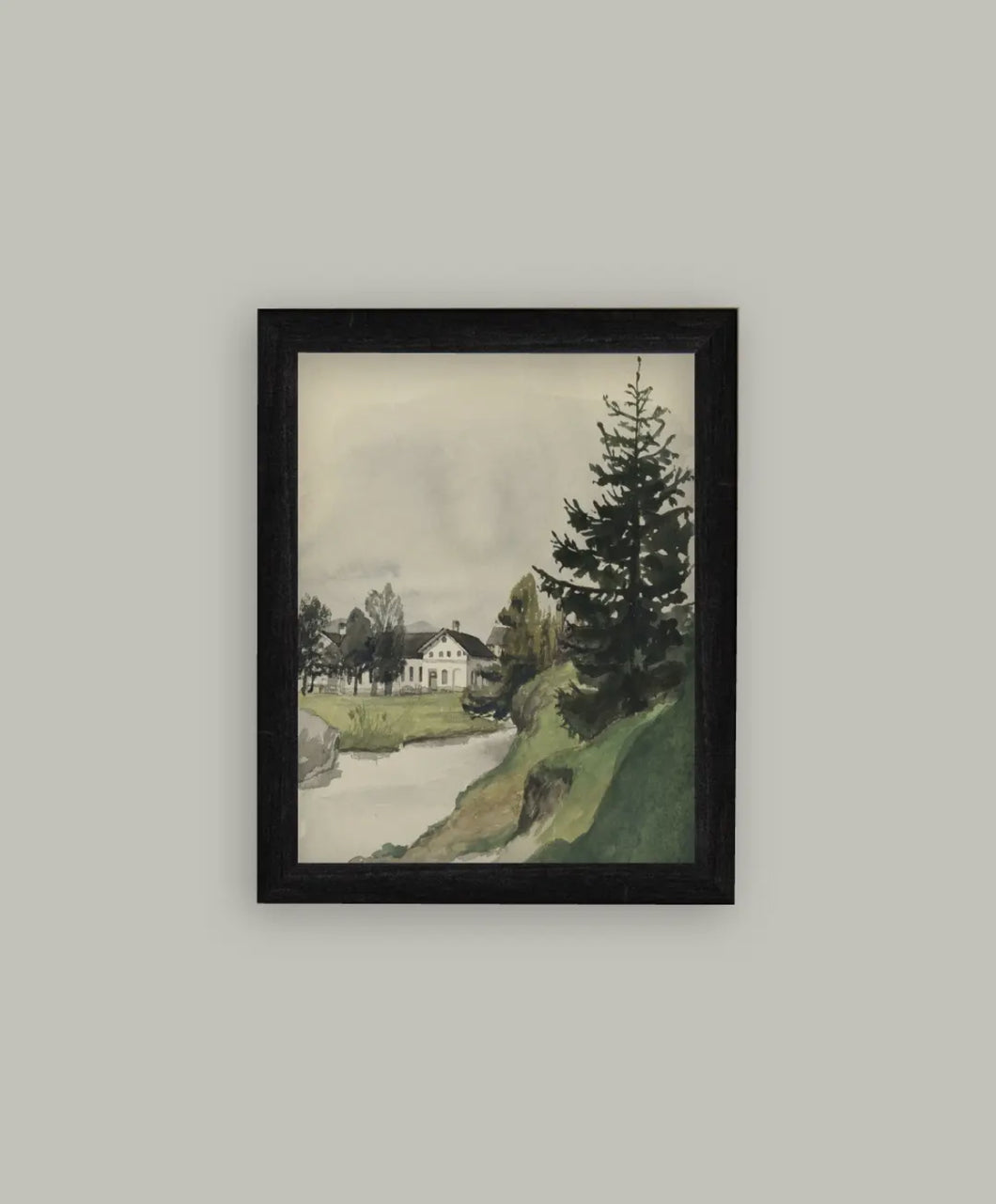 ANTIQUE FRAMED ART / WATERCOLOUR LAKESIDE