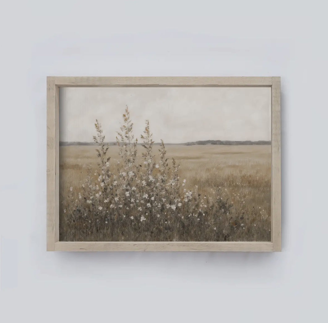 FRAMED VINTAGE PRINT / WILDFLOWER FIELD