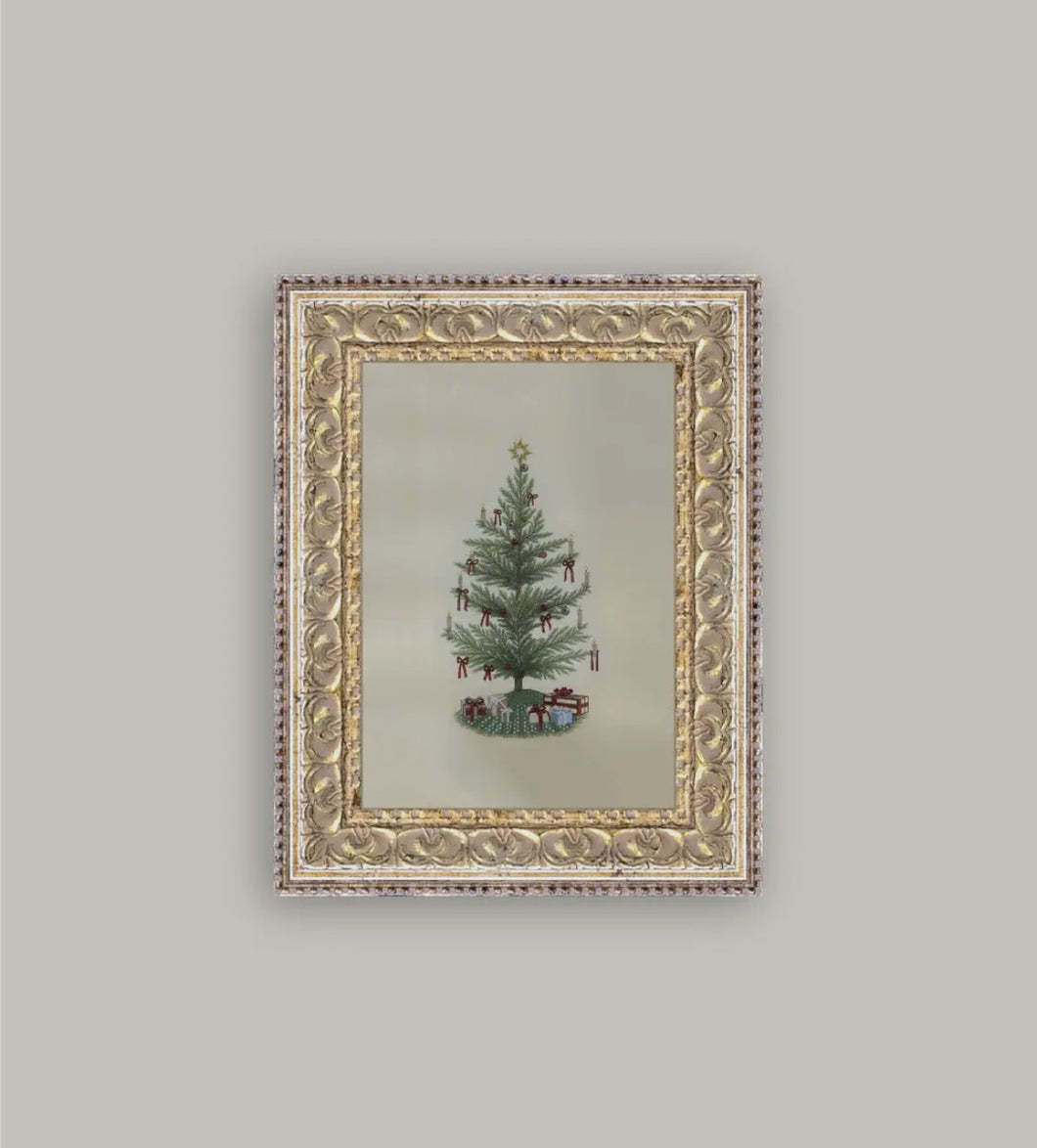 Vintage Tree with Bows Framed Art // 5x7