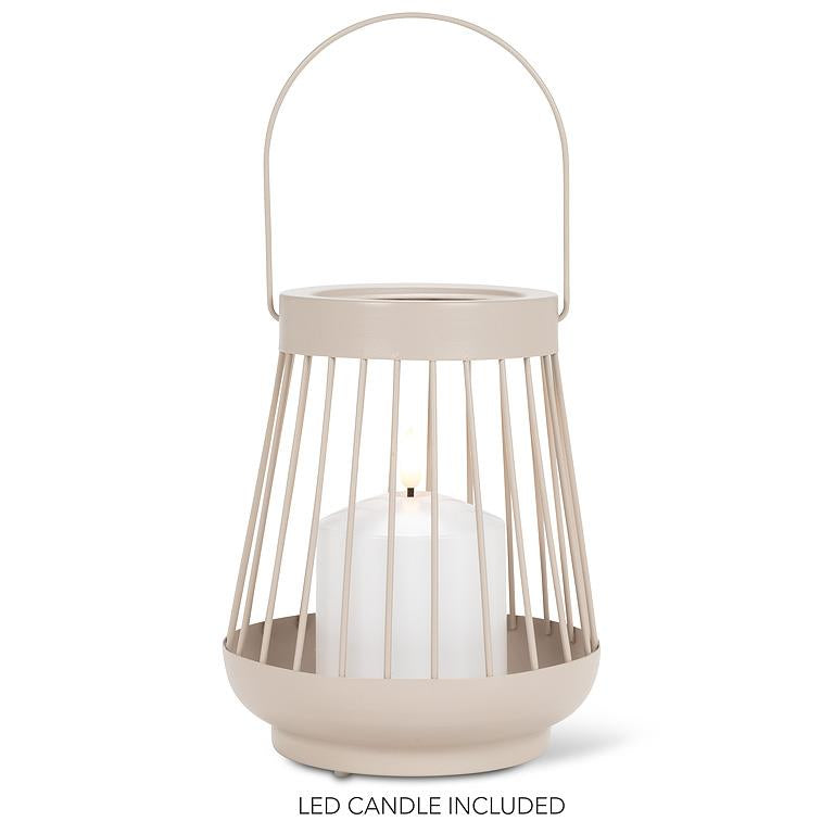 SPOKE LANTERN WITH LED CANDLE / SAND