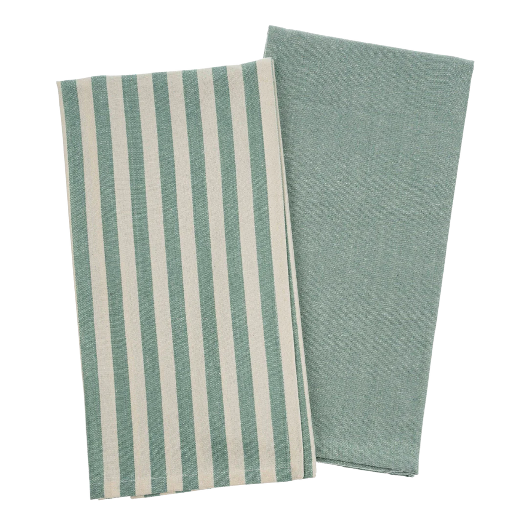 LUCIA HAND TOWELS / SET OF TWO / AQUA
