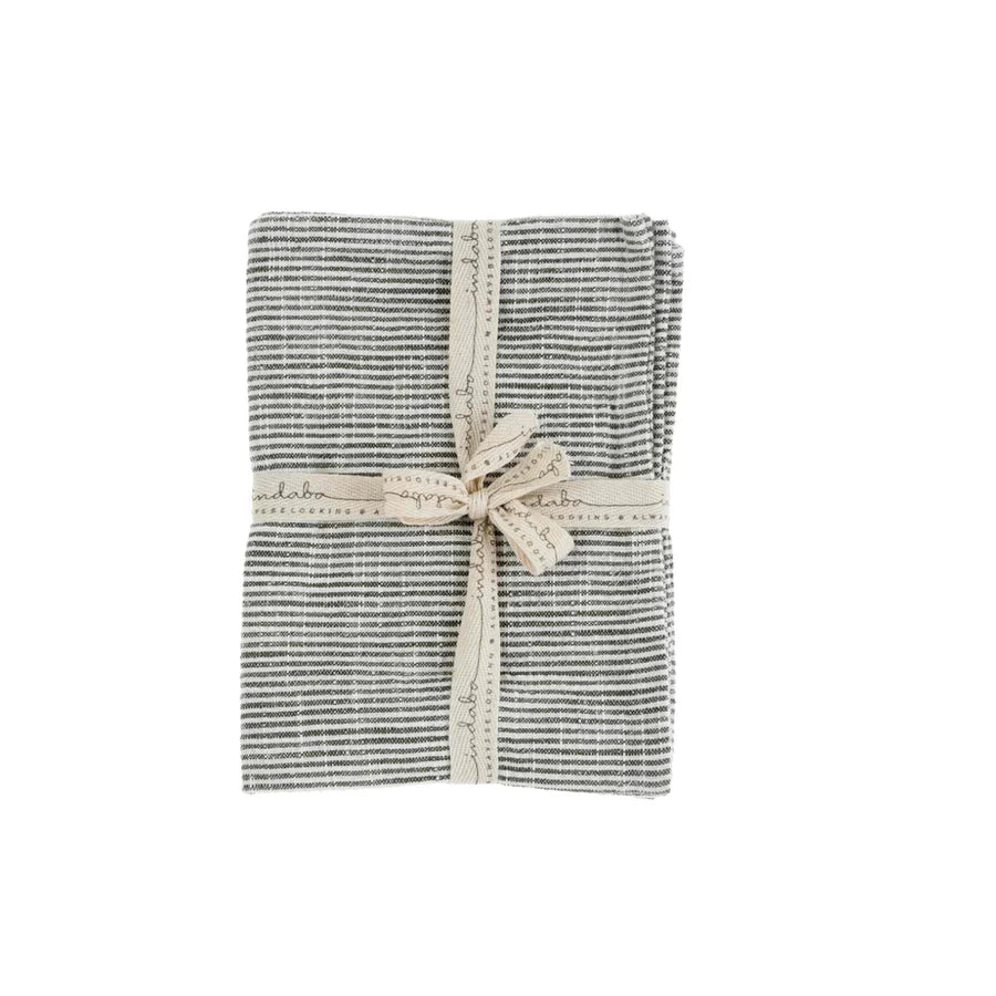 CHEF STRIPE TEA TOWELS / CHARCOAL (set of 2)