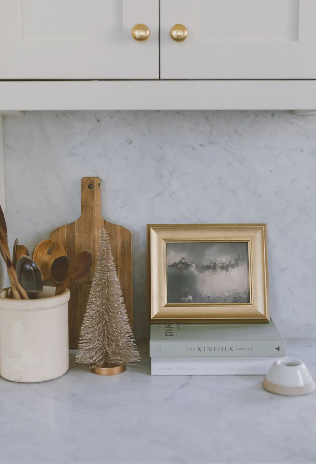 A Christmas Night Framed Antique Art // 12x10