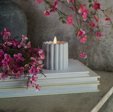 Load image into Gallery viewer, 3.25&quot; Grey Cement Column 3D Flame Candle

