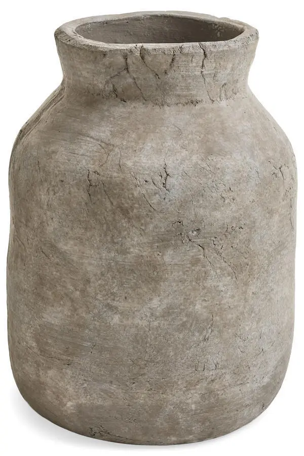 VASE TERRACOTTA TEXTURED GREIGE WASH