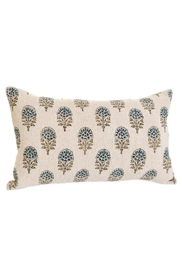 CUSHION HANDWOVEN CUSHION / BLOCK PRINT 12X22