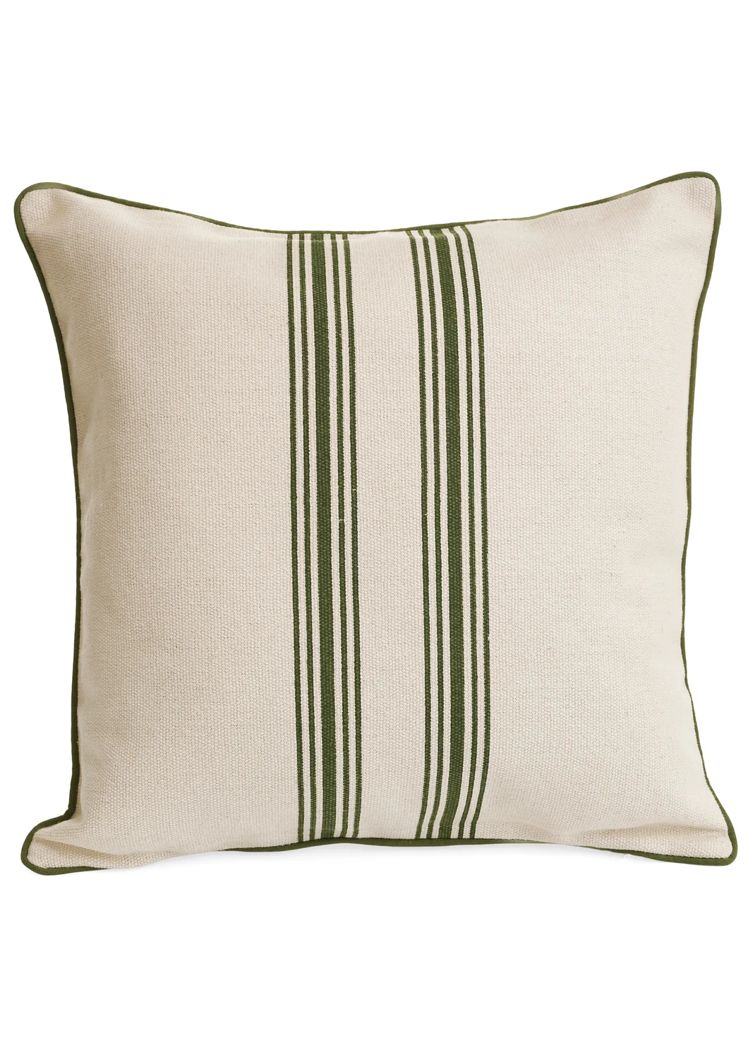 CUSHION / CREAM & GREEN STRIPES / 18X18