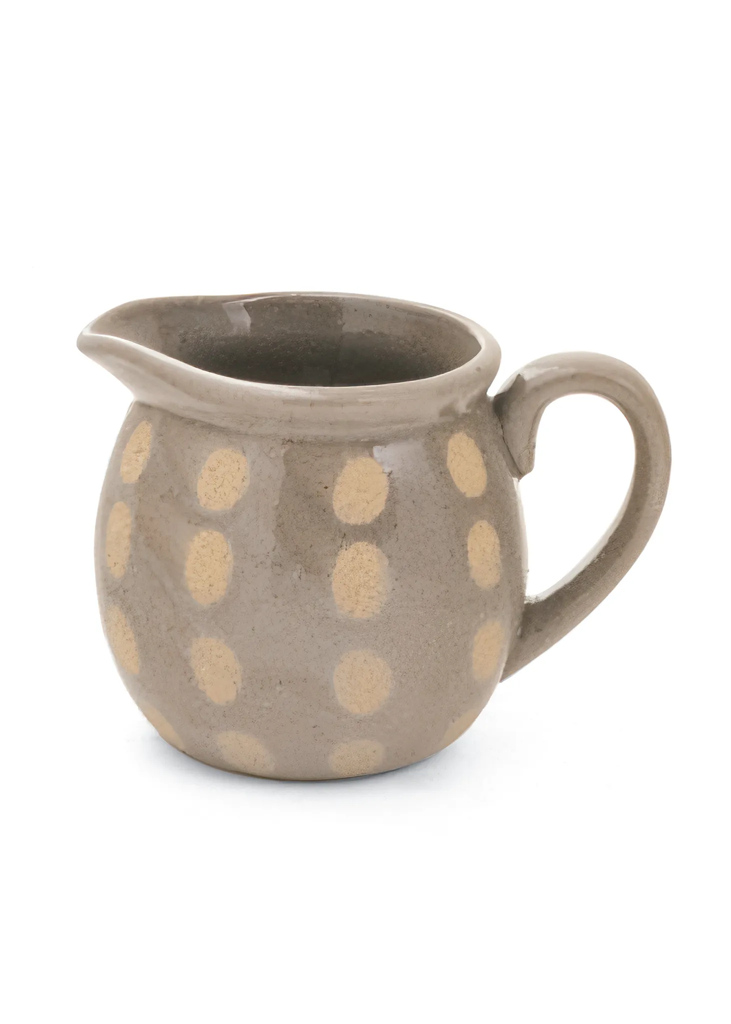 CERAMIC MILK JUG / TAUPE POLKA DOT / SMALL