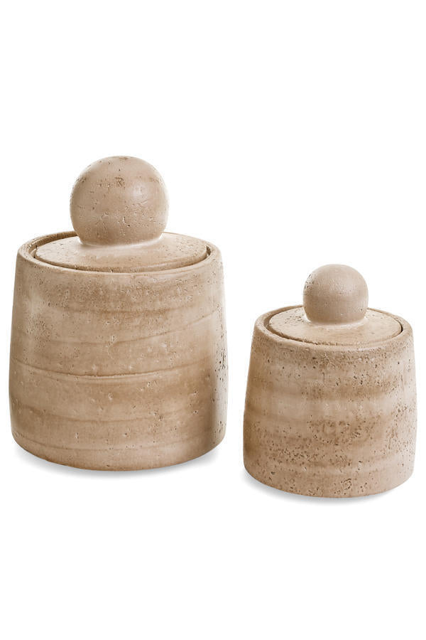 CEMENT CANISTER TRAVERTINE / BEIGE / LARGE