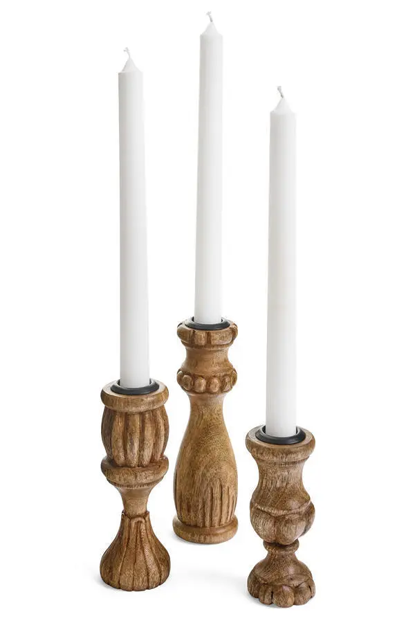 VINTAGE CANDLE HOLDER / MANGO WOOD